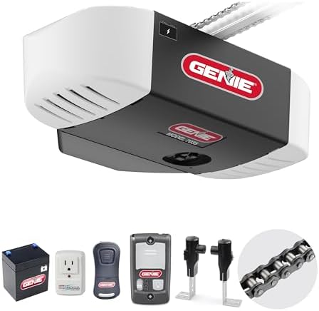 Genie Chain Drive 750 3/4 HPc Garage Door Opener w/Battery Backup - Heavy Duty - Operate your garage door when the primary power is out - Wireless Keypad Included, Model 7035-TKV,BLACK