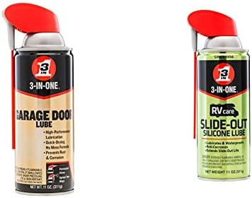 3-IN-ONE Professional Garage Door Lubricant with SMART STRAW SPRAYS 2 WAYS, 11 OZ & WD40 Company 120084 3 In 1 Rv Silicone Slide Out Lube Spray 11 Oz